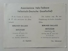 CARTOLINA BERLINER BALLADE TEATRO QUIRINETTA ASSOCIAZIONE ITALO-TEDESCA CINEMA 