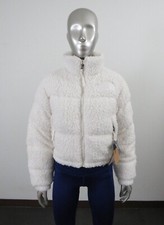 Piumino donna The North Face pile alto sherpa nuptse corto crop 700 bianco
