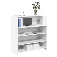 Scrivania reception in legno ingegnerizzato bianco 100x50x103,5 cm per uso ufficio e casa