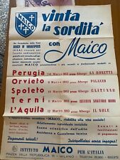 Manifesto pubblicitario*MAICO apparecchi acustici*1953 Perugia-Terni-Orvieto...