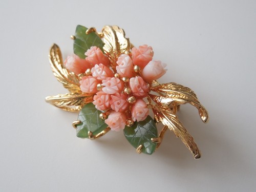 Spilla corallo fiori - corallo,