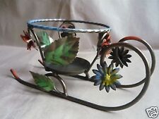 PORTAVASO PORTAPIANTE  FORMA DI SLITTA IN FERRO BATTUTO