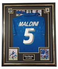 Italia Leggenda con Cornice Paolo Maldini Autografato Shirtautograph Maglia Con