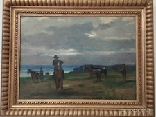 Quadro Renato Natali, Olio su Tavola,  "BUTTERO SUL MARE"; 1935 c.a.  cm 51.8x70