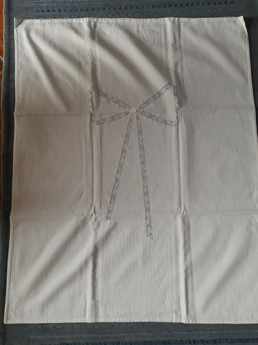 Telo cotone bianco con - , ricamo