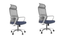 2x Sedia Ergonomica Rete Ufficio Grigio Supporto Lombare Scrivania Girevole Sedia Computer