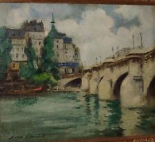 PARIGI PONTE NUOVO 1920 PITTORE FRANCESE OLIO SU TELA 