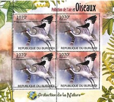 A0043 - BURUNDI - ERRORE, 2012 FOGLIO ERSPERF - UCCELLINI Gru a sbalzo