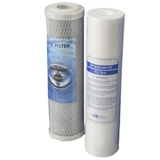 KIT DUE CARTUCCE FILTRI SISTEMA FILTRAZIONE ACQUA H2O 10" SEDIMENTI + CARBONI