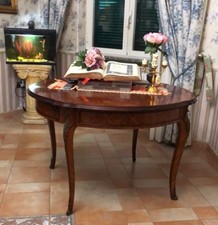 Tavolo E 4 Sedie in legno bois de rose E Pelle mobile francese stile antico 900