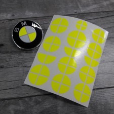 BMW emblema logo adesivo angoli 1 3 4 M3 X1 X3 X5 giallo fluo
