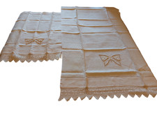 set asciugamani bagno grande e piccola in purissimo lino interamente ricamata a