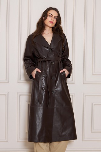 Cappotto donna pelle marrone