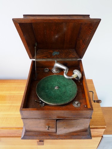 Vintage crank gramophone - vintage,
