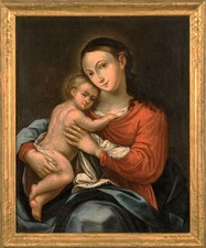 DIPINTO ANTICO MADONNA CON BAMBINO  XVIII SECOLO