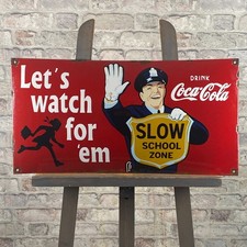 Insegna smaltata COCA-COLA 25,6x13,4" (65x34 cm) Bellissima insegna da parete...