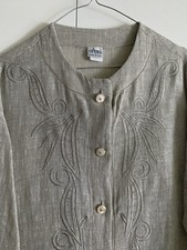 Camicia blazer OPERA Con Ricamo Ecrù Casacca Lino fresco Beige Blusa Tg. M