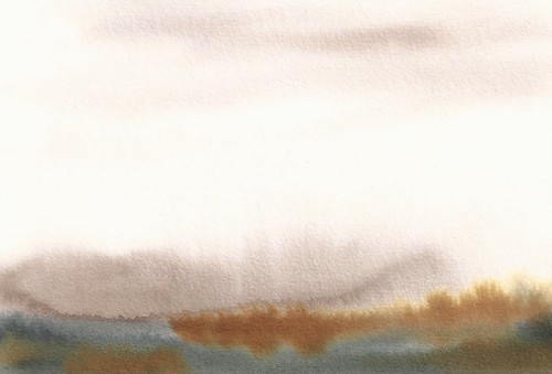 Paesaggio acquerello astratto - acquerello,