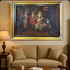 quadro dipinto a olio su tela grande classico barocco con cornice stile antico