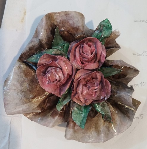 Cestino rose cartapesta - rose,
