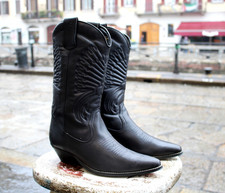 Joe Sanchez Stivali da cowboy vintage da uomo - Nero (taglia 42)