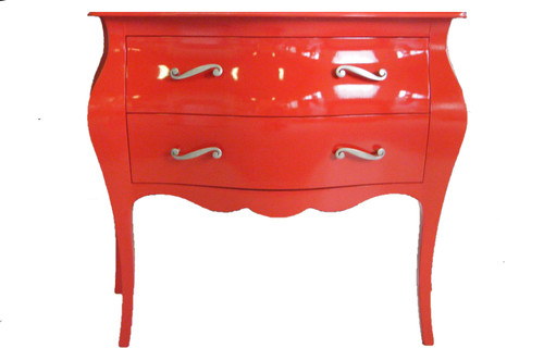 Comò bombato barocco rosso - , in