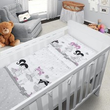 Set lenzuola culla bambino 5 pezzi misura culla 120x60 cm ballerina grigio