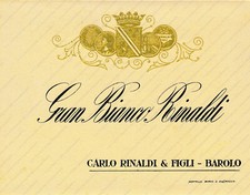 1959 Vino Gran Bianco Rinaldi Barolo distilleria etichetta pubblicitaria