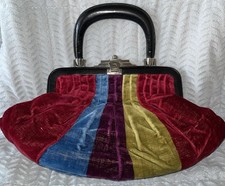 Borsa vintage ROBERTA DI CAMERINO dottore Bagonghi a righe in velluto