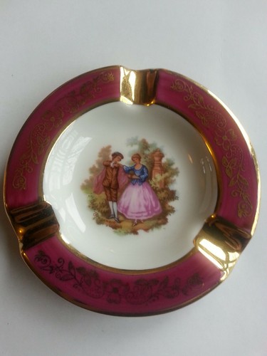 Limoges porcelain ashtray with - porcelain,