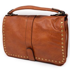 Borsa cuoio tracolla borchie