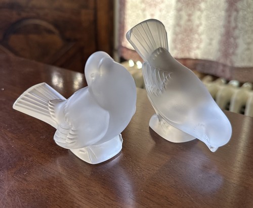 Lalique frosted sparrows birds - frosted,