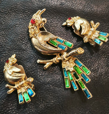 RARO set spilla orecchini vintage americano anni 60 pappagallo- vtg  set