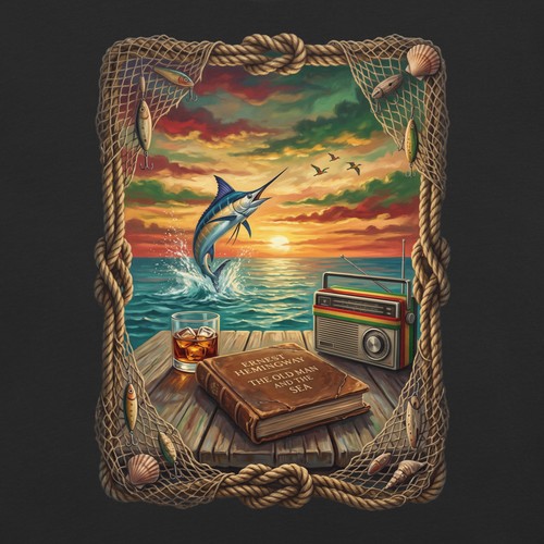 Shirt ocean sunset marlin - t-shirt,