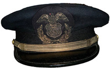 Cappello berretto visiera ufficiale marina mercantile USMM SECONDA GUERRA MONDIALE blu scuro lana e toppa lingotti
