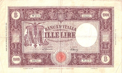 Italia 000 lire 1943 - italia,, lire,