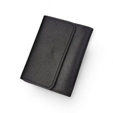 PORTAFOGLIO NERO IN FINTA PELLE COMPATTO CHIUSURA CON BOTTONE E SCOMPARTI CARTE