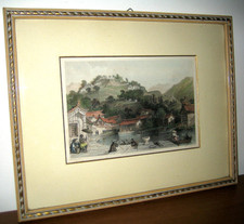 STAMPA vintage di Thomas Allom incisore J.C.Bentley QUADRO con CORNICE in LEGNO