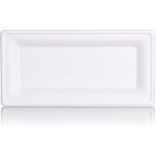 100 Piatti rettangolari bagassa biodegradabili biocompostabili 26x13cm 1E24