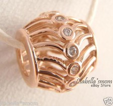 Art Déco Autentico Pandora Rosa Placcato Oro Zirconi Charm Openwork/Perlina