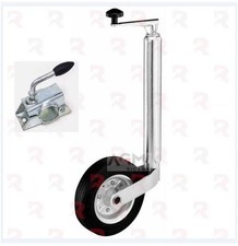 SUPPORTO + RUOTA RUOTINO SOLLEVAMENTO CARRELLO APPENDICE RIMORCHIO ROULOTTE 48mm