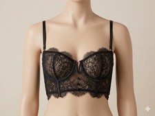 Elegant black lace longline