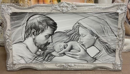 Quadro sacra famiglia bianco - bianco, e