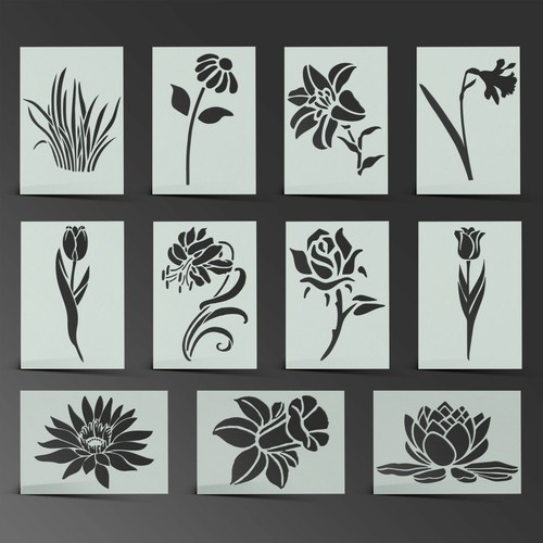 Stencil fiore rosa mylar - stencil,