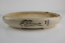 Vaso per BONSAI Japan Giapponese in Argilla Smaltato Rettangolare Bianco Antico