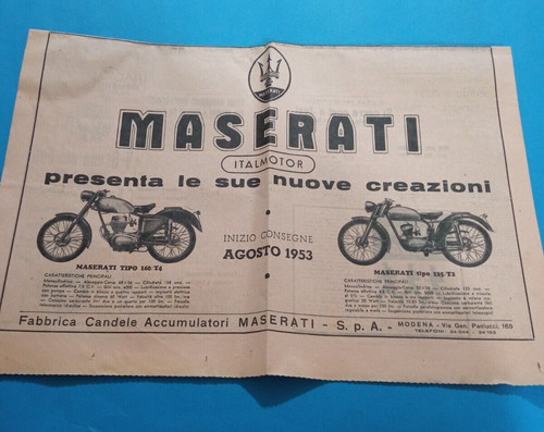 Pubblicita 1953 moto - 1953, maserati