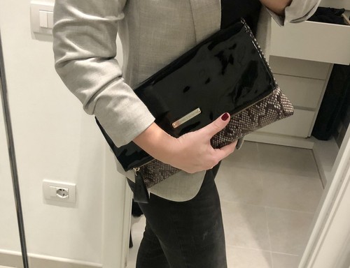 Borsa pochette pitone vernice - borsa, pitone/vernice
