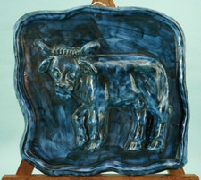 MUSA Roma placca mattonella ceramica maiolica Bassorilievo segno zodiacale TORO