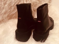 Levi’s Vintage Taglia 38 In Pelle - Stivali Scarponi Ankle Boots Carrarmato