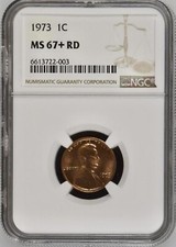 1973 1C RD Lincoln Memorial un centesimo NGC MS67+RD 6613722-003